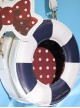 Small Navy Series Polka Dot Bow Pendant Contrast Color Swim Ring Letter Print Classic Lolita Crossbody Bag