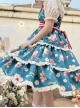 Little Bear Strawberry Print Red-White Striped Bow Belt Sweet Lolita Lace Ruffle Sleeveless Dress