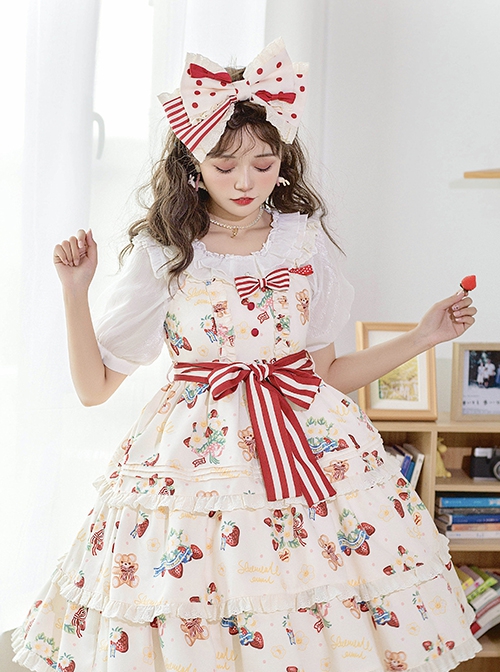 Cute Doll Collar Ruffle Puff Sleeves Sweet Lolita Simple Short Sleeve Shirt