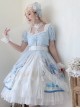 Swan Lake Series Lace Ruffled Puff Sleeves Chest Bow Design Pearl Decoration Classic Lolita Short Sleeve Dress