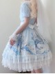 Swan Lake Collection Lace Ruffled Puff Sleeves Chest Bow Design Pearl Decoration Classic Lolita Short Sleeve Dress