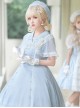 Herringbone Jacquard Polka Dot Chiffon Lace Shawl Sleeve Design Bow Classic Lolita Short Sleeve Dress