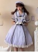 Herringbone Jacquard Polka Dot Chiffon Lace Shawl Sleeve Design Bow Classic Lolita Short Sleeve Dress