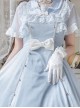 Herringbone Jacquard Polka Dot Chiffon Lace Shawl Sleeve Design Bow Classic Lolita Short Sleeve Dress