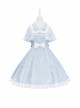 Herringbone Jacquard Polka Dot Chiffon Lace Shawl Sleeve Design Bow Classic Lolita Short Sleeve Dress