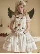 Bow Petal Collar Polka Dot Chiffon Puff Sleeve Pearl Ruffle Crucifix Design Classic Lolita Short Sleeve Dress