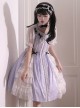 Bow Petal Collar Polka Dot Chiffon Puff Sleeve Pearl Ruffle Crucifix Design Classic Lolita Short Sleeve Dress