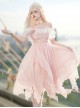 Flower Mist Series OP Chest Lace With Pearl Chain Irregular Hem Off The Shoulder Sweet And Elegant Pink Classic Lolita Short Sleeve Dress