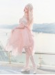 Flower Mist Series OP Chest Lace With Pearl Chain Irregular Hem Off The Shoulder Sweet And Elegant Pink Classic Lolita Short Sleeve Dress