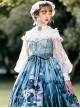 Echo Voice Series SP Printing Back Placket V Collar Cuff Drawstring Tea Party Style Classic Lolita Lace Long Sleeves Dress