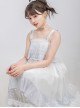 Cub Of The Sea Series JSK Detachable Pearl Shoulder Strap Sewn Pearls Hem Front Classic Lolita White Sling Dress With Shawl