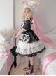 Runaway Sweetheart Series OP Doll Collar Wavy Hem Sweet Lolita Black Cute Short Sleeve Cake Dress