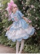 Runaway Sweetheart Series OP Doll Collar Wavy Hem Sweet Lolita Blue Cute Short Sleeve Cake Dress