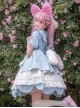 Runaway Sweetheart Series OP Doll Collar Wavy Hem Sweet Lolita Blue Cute Short Sleeve Cake Dress