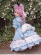 Runaway Sweetheart Series OP Doll Collar Wavy Hem Sweet Lolita Blue Cute Short Sleeve Cake Dress