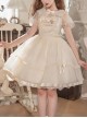 Summer Sweet Series OP Doll Collar Heart Lace Embroidery On Chest Sweet Lolita Apricot Puff Short Sleeve Dress