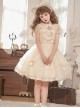 Summer Sweet Series OP Doll Collar Heart Lace Embroidery On Chest Sweet Lolita Apricot Puff Short Sleeve Dress