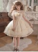 Summer Sweet Series OP Doll Collar Heart Lace Embroidery On Chest Sweet Lolita Apricot Puff Short Sleeve Dress