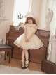 Summer Sweet Series OP Doll Collar Heart Lace Embroidery On Chest Sweet Lolita Apricot Puff Short Sleeve Dress