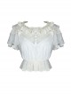 Sand Of Glass Series Lace Ruffle Neckline Classic Lolita White Short Sleeve Shirt Inside