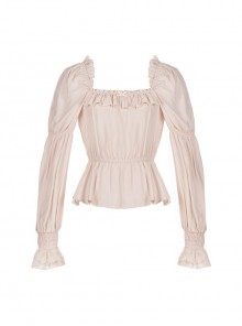 Mountain Gardenia Series Ruffles Retro Square Neck Classic Lolita Puff Long Sleeve All-Match Inner Shirt