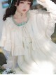 Ballad Summer Series Neckline Embroidered Lace Double Layer Hem Classic Lolita Apricot Vintage Cloak