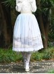 Mesh Oil Painting Printing SK Classic Lolita Pleated Large Lace Hem Skirt