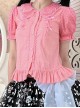 Fluttershy Series Double Doll Collar Sweet Lolita Puff Short Sleeve Versatile Shirt