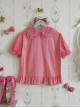 Fluttershy Series Double Doll Collar Sweet Lolita Puff Short Sleeve Versatile Shirt