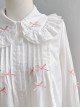 Dorothy Series Lace Doll Collar Pink Bow Decoration Classic Lolita Long Sleeve White Shirt