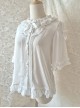 White Ruffle Stand Collar Classic Lolita Half Sleeve Princess Chiffon Loose Shirt