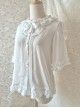 White Ruffle Doll Collar Classic Lolita Half Sleeve Princess Chiffon Loose Shirt