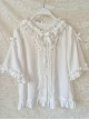 White Ruffle Stand Collar Classic Lolita Half Sleeve Princess Chiffon Loose Shirt