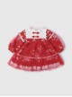 Red Chinese Style Cherry Blossom Magpie Print Lantern Sleeve Stitching Fake Two-Piece Classic Lolita Long-Sleeved Dress