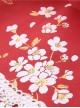 Red Chinese Style Cherry Blossom Magpie Print Lantern Sleeve Stitching Fake Two-Piece Classic Lolita Long-Sleeved Dress