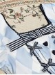 Square Neck Striped Bow Puff Sleeves Check Print Heart Embellished Bib Classic Lolita Short Sleeve Dress