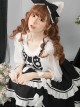 Sweet And Spicy Heart-Shaped Cat Claw Decoration Bow Black And White Pleated Sweet Lolita Suspenders Sleeveless Dress