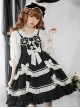 Sweet And Spicy Heart-Shaped Cat Claw Decoration Bow Black And White Pleated Sweet Lolita Suspenders Sleeveless Dress