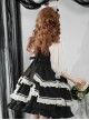 Sweet And Spicy Heart-Shaped Cat Claw Decoration Bow Black And White Pleated Sweet Lolita Suspenders Sleeveless Dress