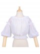 White Ruffled Lace Decoration Semi-Transparent Lantern Sleeve Fungus Edge Sweet Lolita Chiffon Half Sleeve Shirt