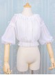 White Ruffled Lace Decoration Semi-Transparent Lantern Sleeve Fungus Edge Sweet Lolita Chiffon Half Sleeve Shirt