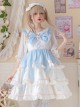 White Ruffled Lace Decoration Semi-Transparent Lantern Sleeve Fungus Edge Sweet Lolita Chiffon Half Sleeve Shirt