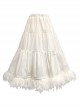 White Daily Detachable Feathers Boneless Classic Lolita Mid-Length Petticoat