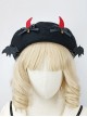 Solid Color Devil Horns Bat Wings Bow-Knot Bell Halloween Gothic Lolita Three-Dimensional Beret