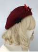 Solid Color Devil Horns Bat Wings Bow-Knot Bell Halloween Gothic Lolita Three-Dimensional Beret