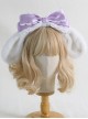 Sweet Girl Soft Cute White Plush Cute Big-Eared Dog Bow Lace Sweet Lolita Headband