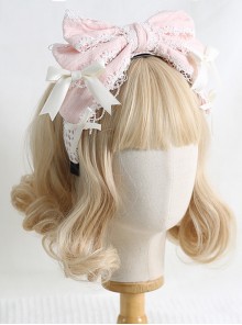 Solid Color Lace Small Bow Detachable Gothic Lolita Large Bow Non-Slip Headband