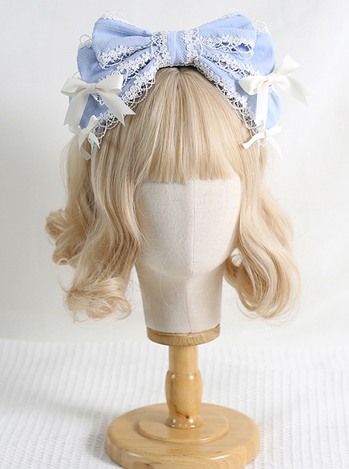 Solid Color Lace Small Bow Detachable Gothic Lolita Large Bow Non-Slip Headband