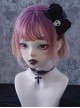 Black Simple Satin Bow Distressed Skull Halloween Gothic Lolita Shark Clip Hair Clip