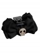 Black Simple Satin Bow Distressed Skull Halloween Gothic Lolita Shark Clip Hair Clip